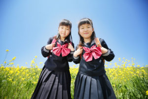 入学記念写真 菜の花ロケ